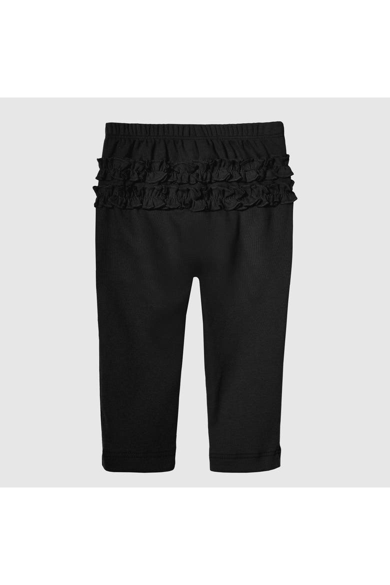 Girls Ruffle Butt Soft 100% Cotton Leggings, Main, color, Black