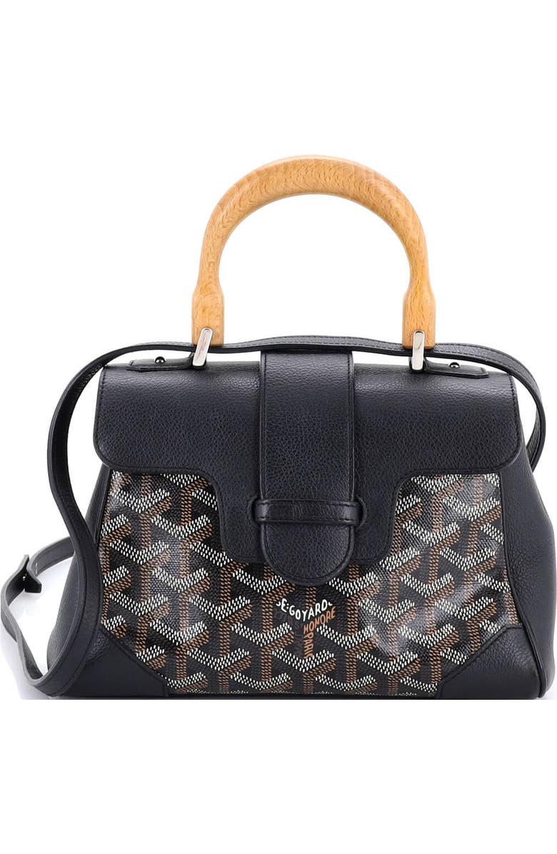 Pre-Owned Goyard Saigon Top Handle Bag Coated Canvas with Leather Mini, Main, color, Black