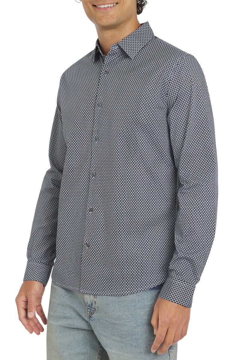 DKNY SPORTSWEAR Campbell Stretch Cotton Button-Up Shirt, Alternate, color, Midnight Navy