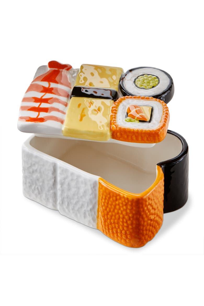 Sushi Lidded Trinket Box Multi Earthenware Everyday, Alternate, color, Orange