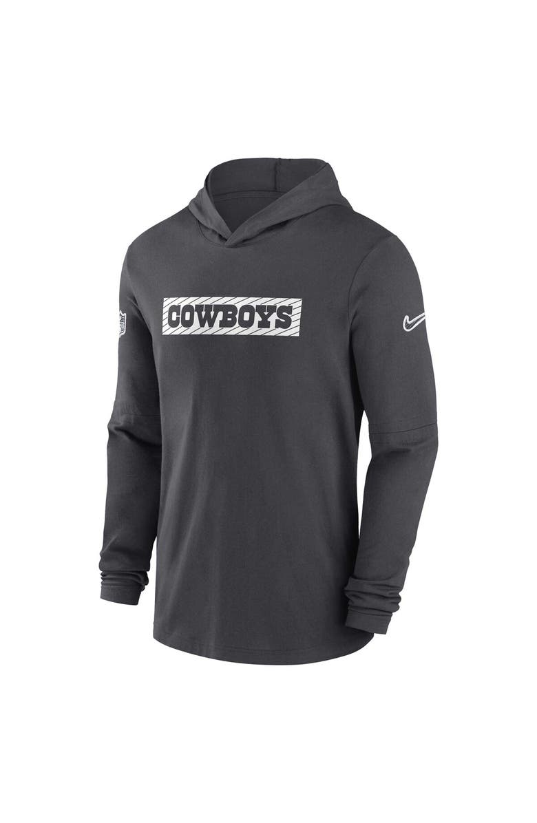 Nike Men's Nike Charcoal Dallas Cowboys 2024/25 Sideline Performance Long Sleeve Hoodie T-Shirt, Alternate, color, Charcoal