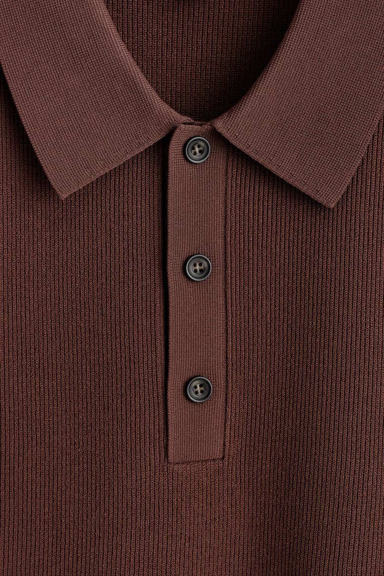 Slim Ribbed Bouclé-Knit Polo Shirt, Alternate, color, RUST