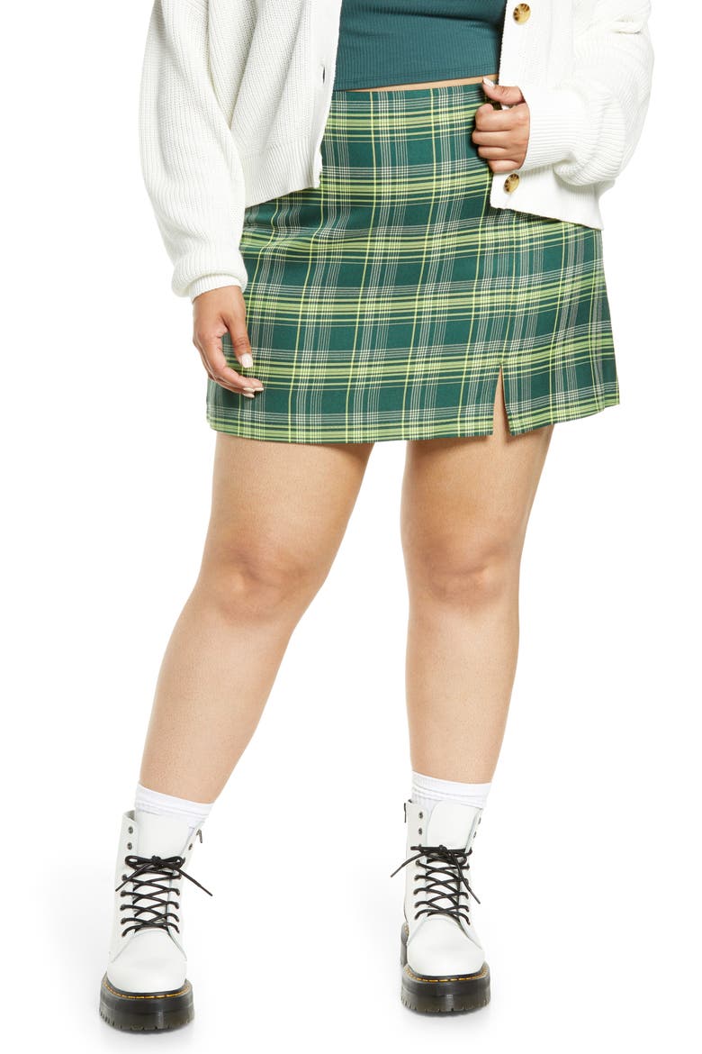 Plaid Miniskirt, Main, color, GREEN VERONIKA PLAID