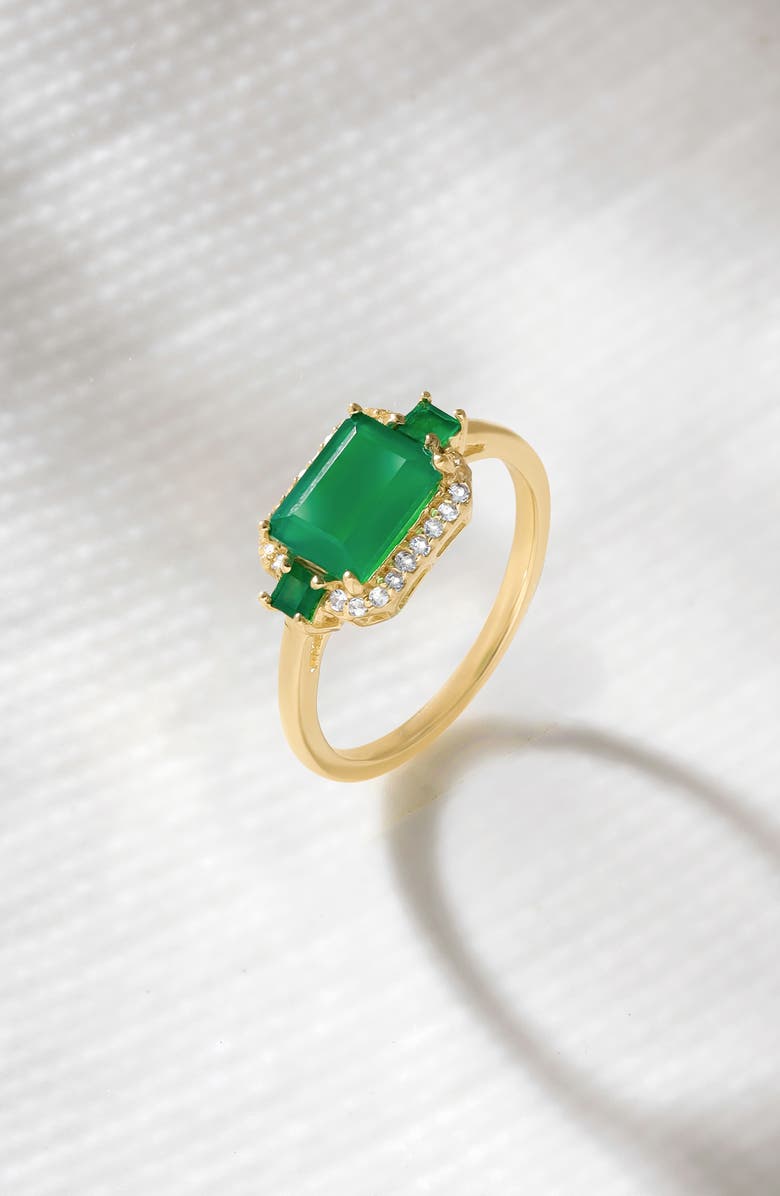 YS GEMS Halo Frame Multi Gemstone Ring, Alternate, color, Green