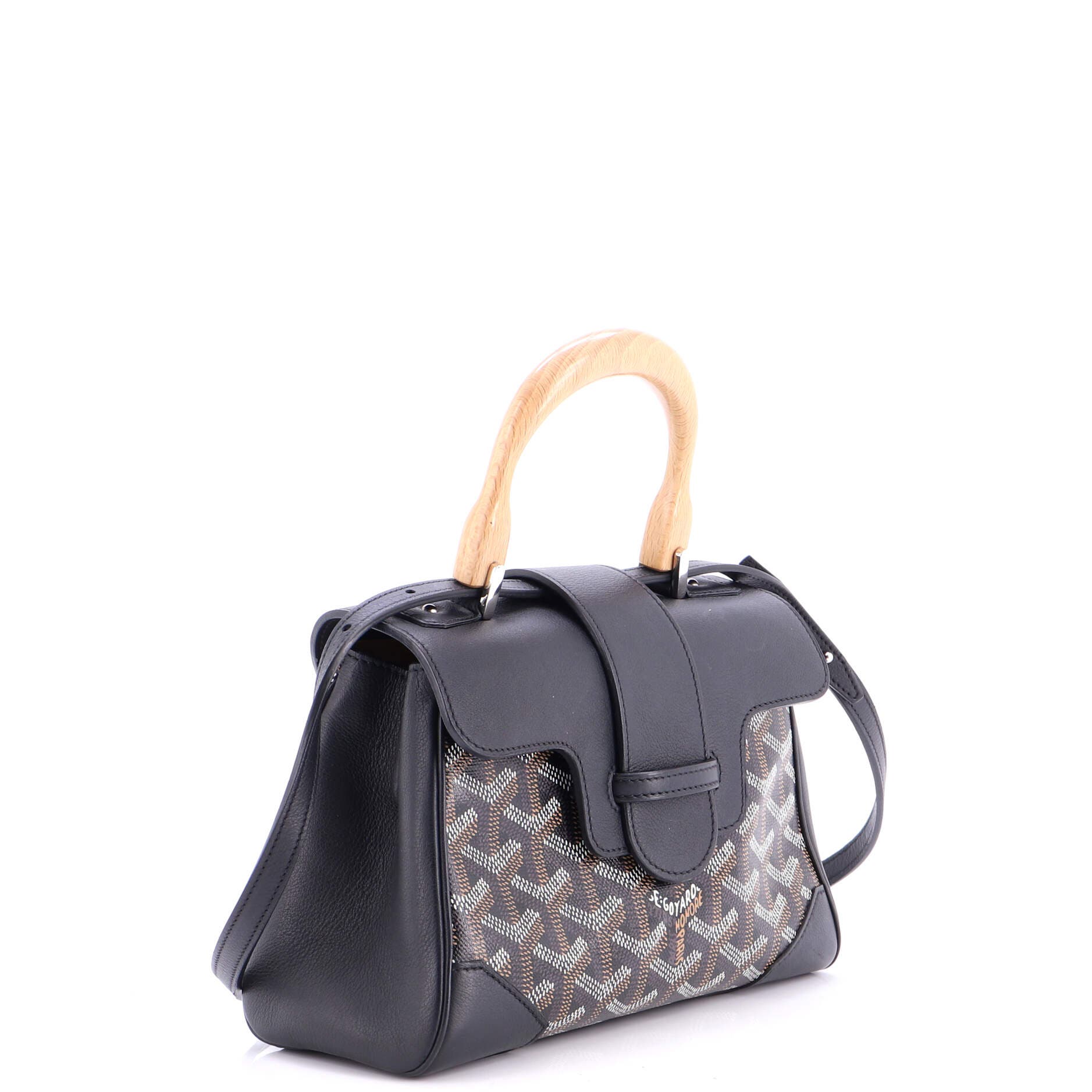 Saigon Top Handle Bag Coated Canvas with Leather Mini, Alternate, color, Black