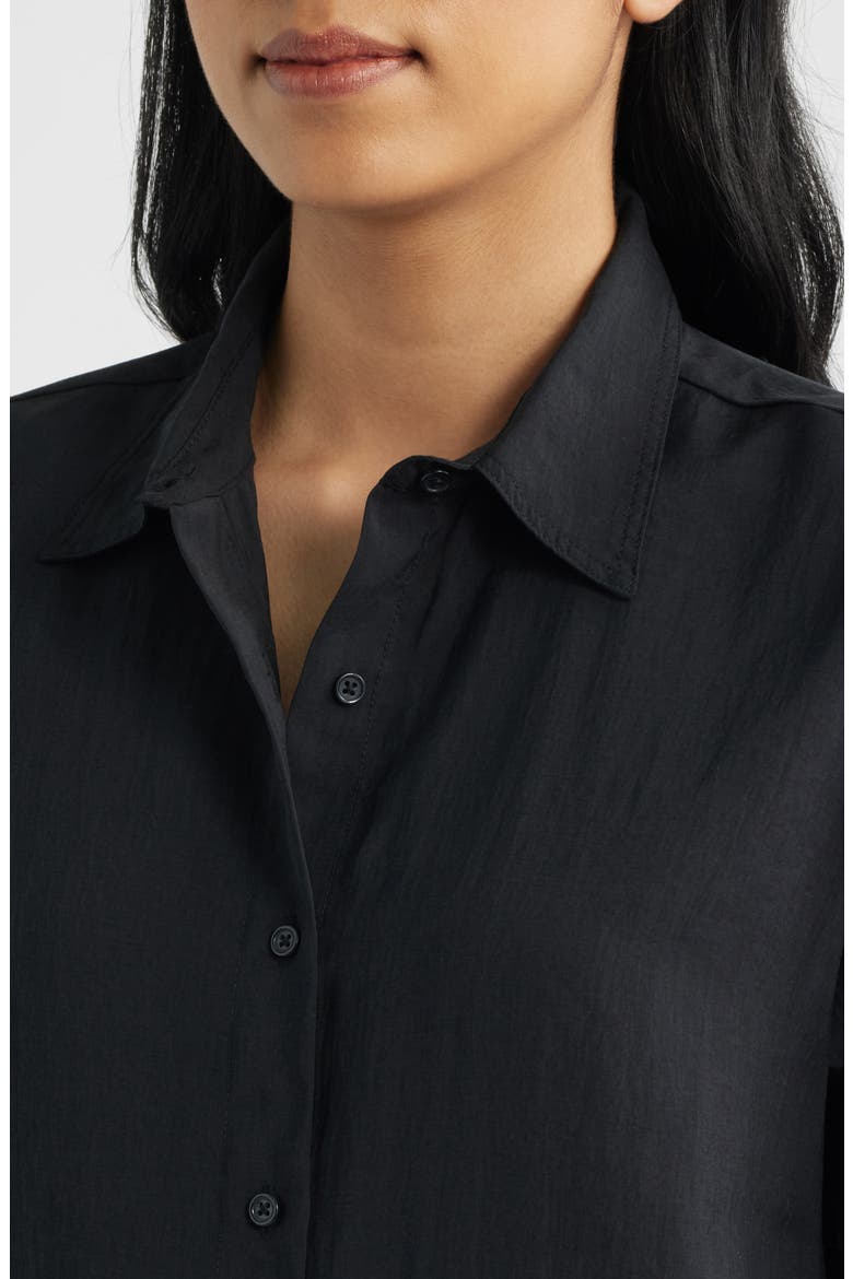 Luxe Touch Button-Up Shirt, Alternate, color, BLACK