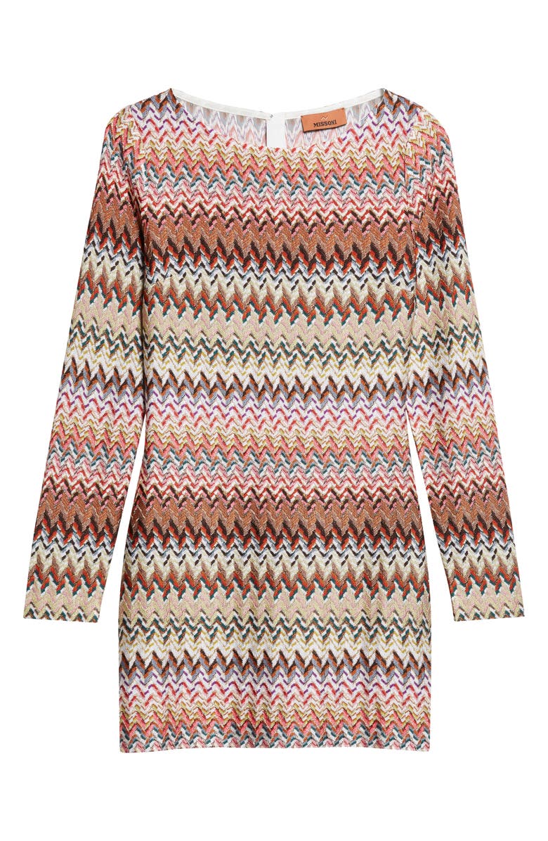 Missoni Metallic Zigzag Long Sleeve Knit Minidress, Alternate, color, Pink Multicolor