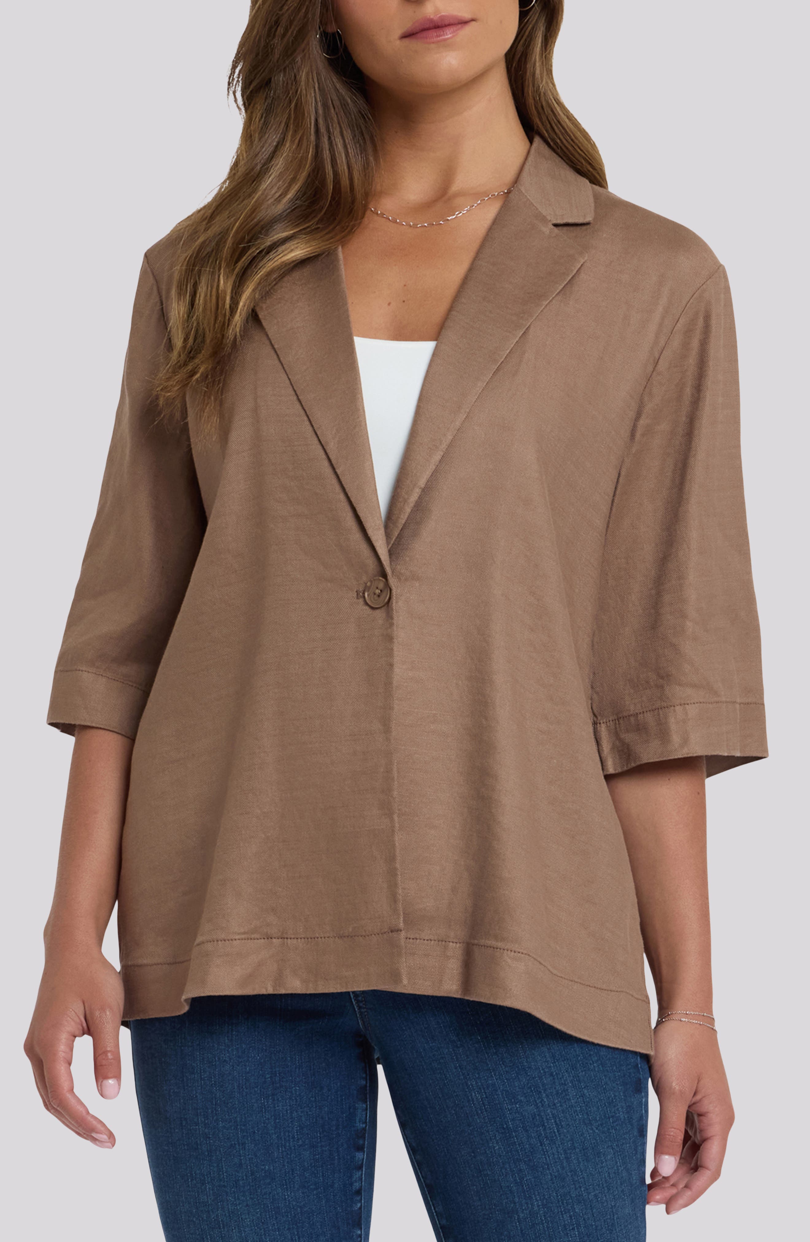 Elbow Sleeve Linen Blend Blazer