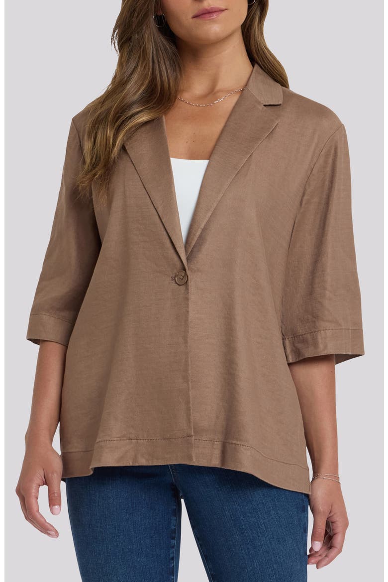 Elbow Sleeve Linen Blend Blazer, Main, color, TOASTED COCONUT