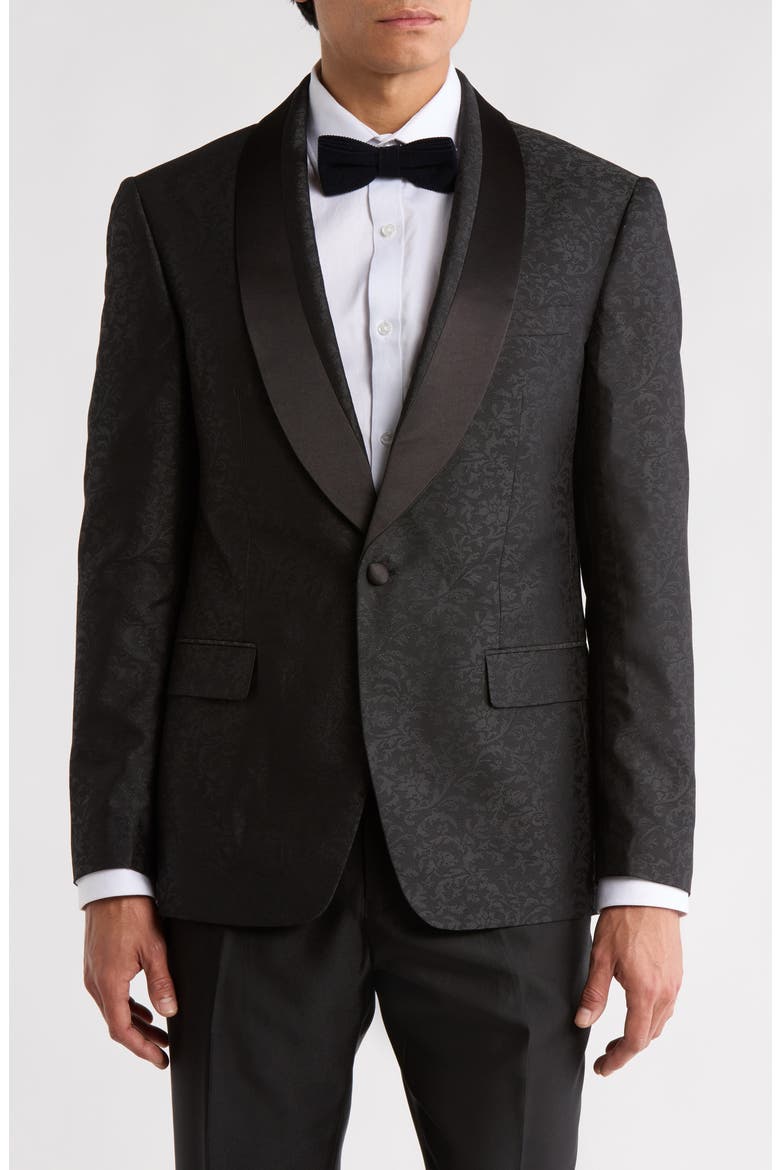 Paisley Notched Collar Sport Coat, Main, color, BLACK