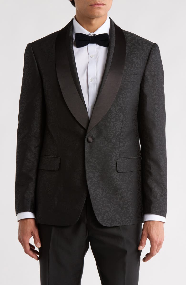 ZEGARIE Paisley Notched Collar Sport Coat, Main, color, Black