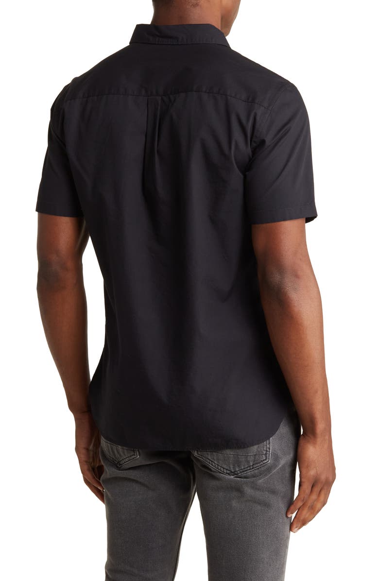AllSaints Riviera Short Sleeve Button-Up Shirt, Alternate, color, Black