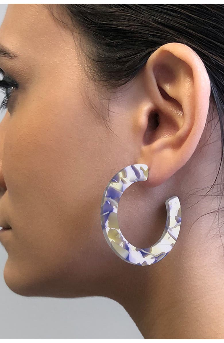 Sterling Forever Iris Resin Hoop Earrings, Alternate, color, 