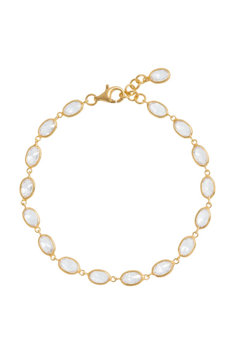 Freya Rose Oval Crystal Framed Bracelet, Main, color, Gold