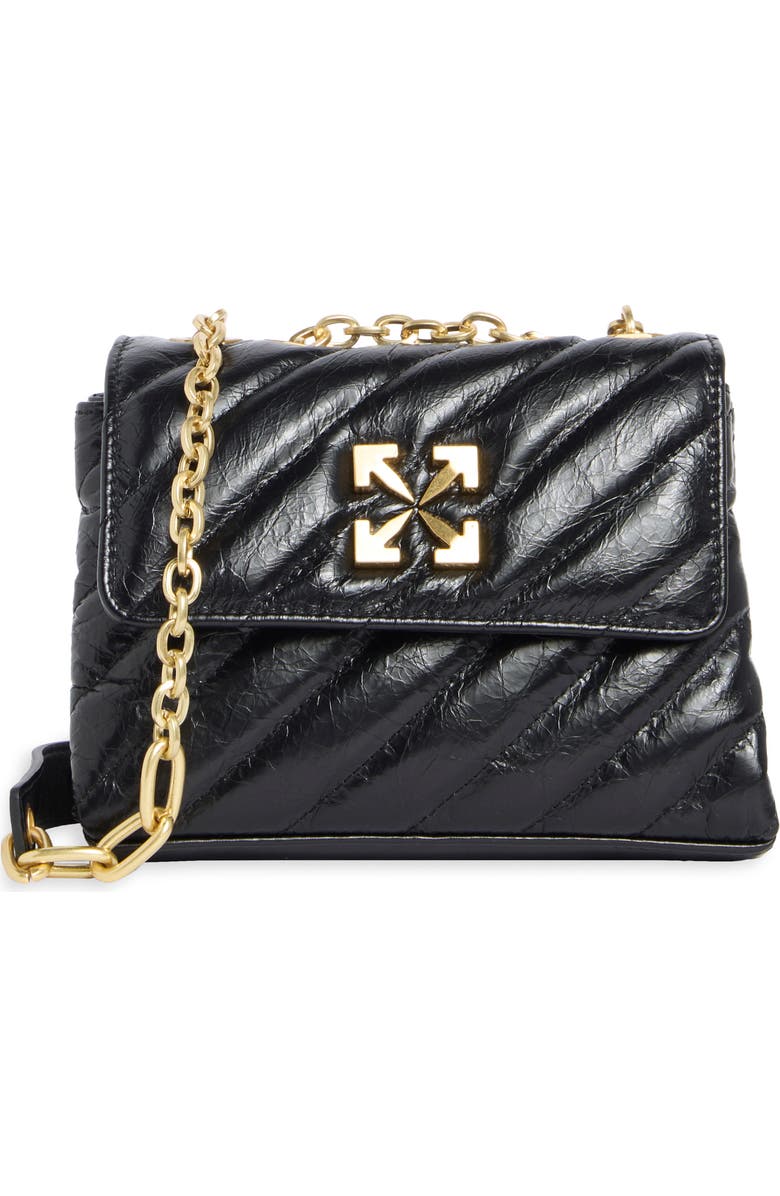 Off-White Jackhammer 17 Matelassé Leather Shoulder Bag, Main, color, Black