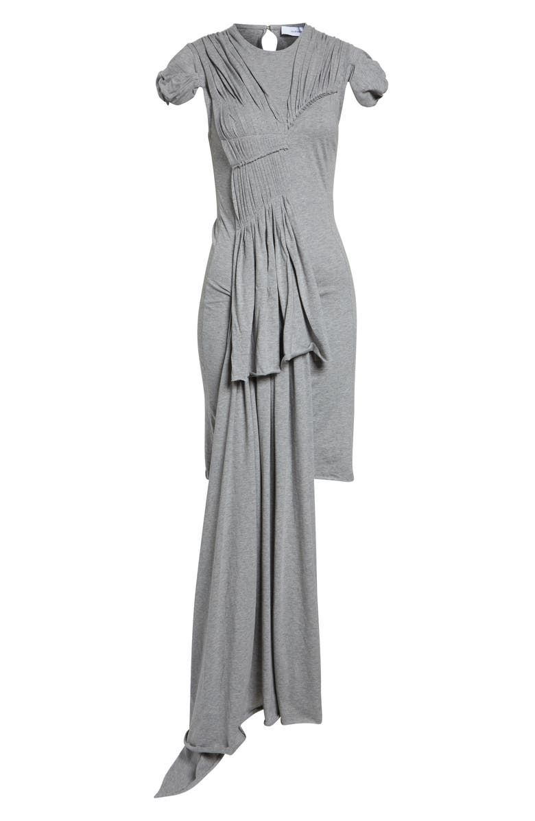 JULIE KEGELS Draped Cotton Jersey Dress, Main, color, Grey