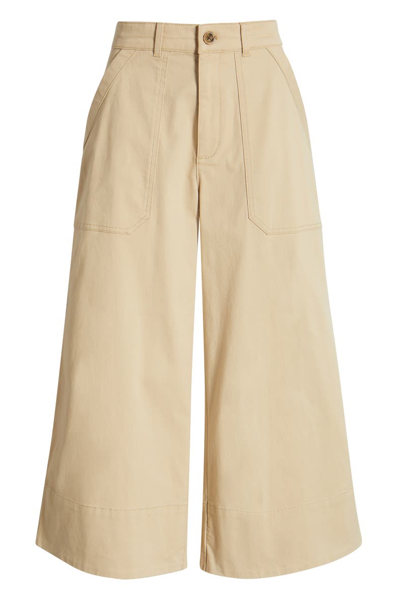 Wide Leg Crop Twill Pants, Alternate, color, TAN SHORE