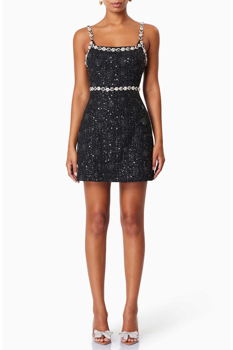 Adeline Tweed Minidress, Main, color, BLACK