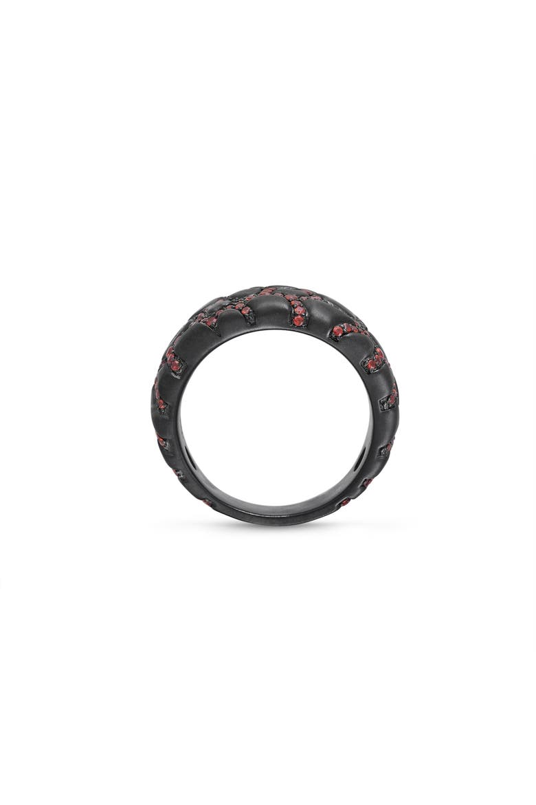 Fiery Ascent Sterling Silver & Garnet Band Men Ring, Alternate, color, Grey