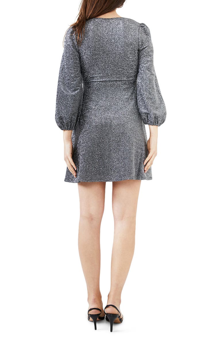 Marlena Long Sleeve Babydoll Dress, Alternate, color, METALLIC