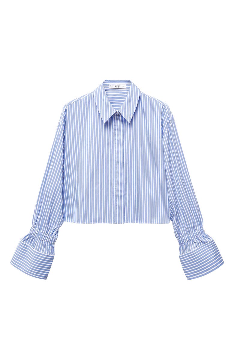 MANGO Cufy Stripe Crop Button-Up Shirt, Alternate, color, 