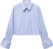 MANGO Cufy Stripe Crop Button-Up Shirt