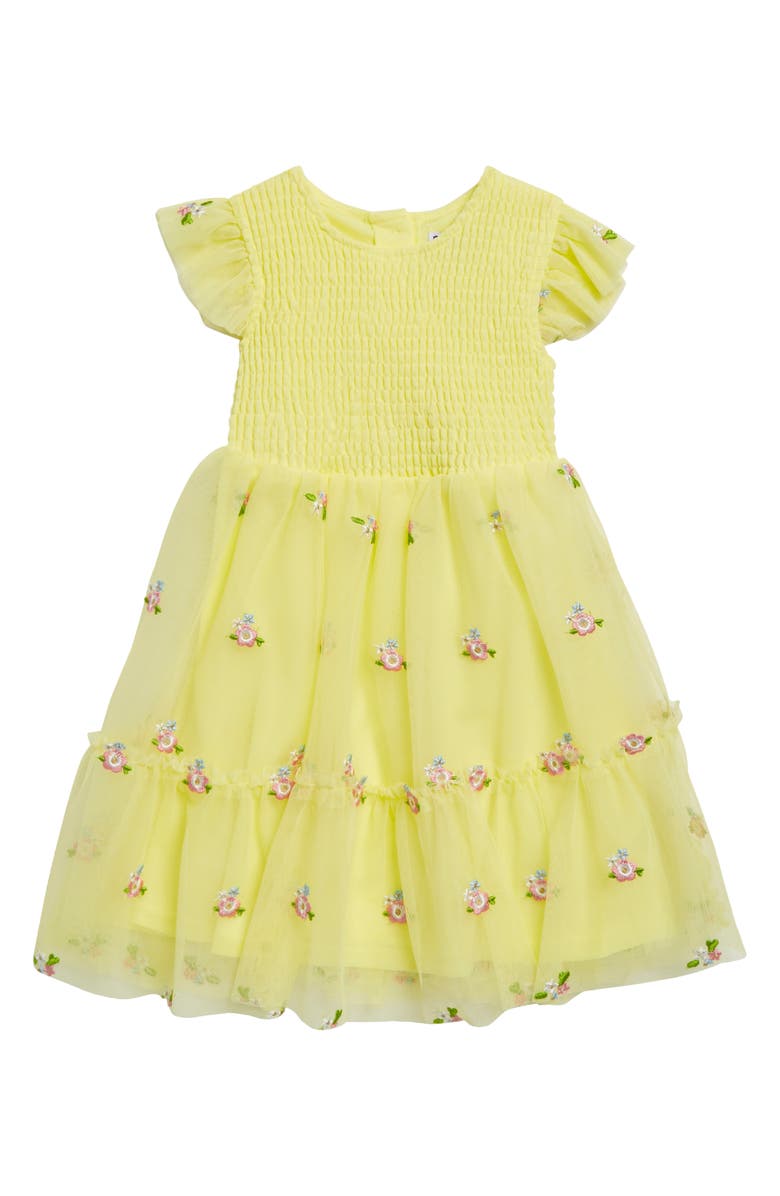BLUEBERRY Kids' Floral Embroidered Smocked Tiered Dress, Main, color, 