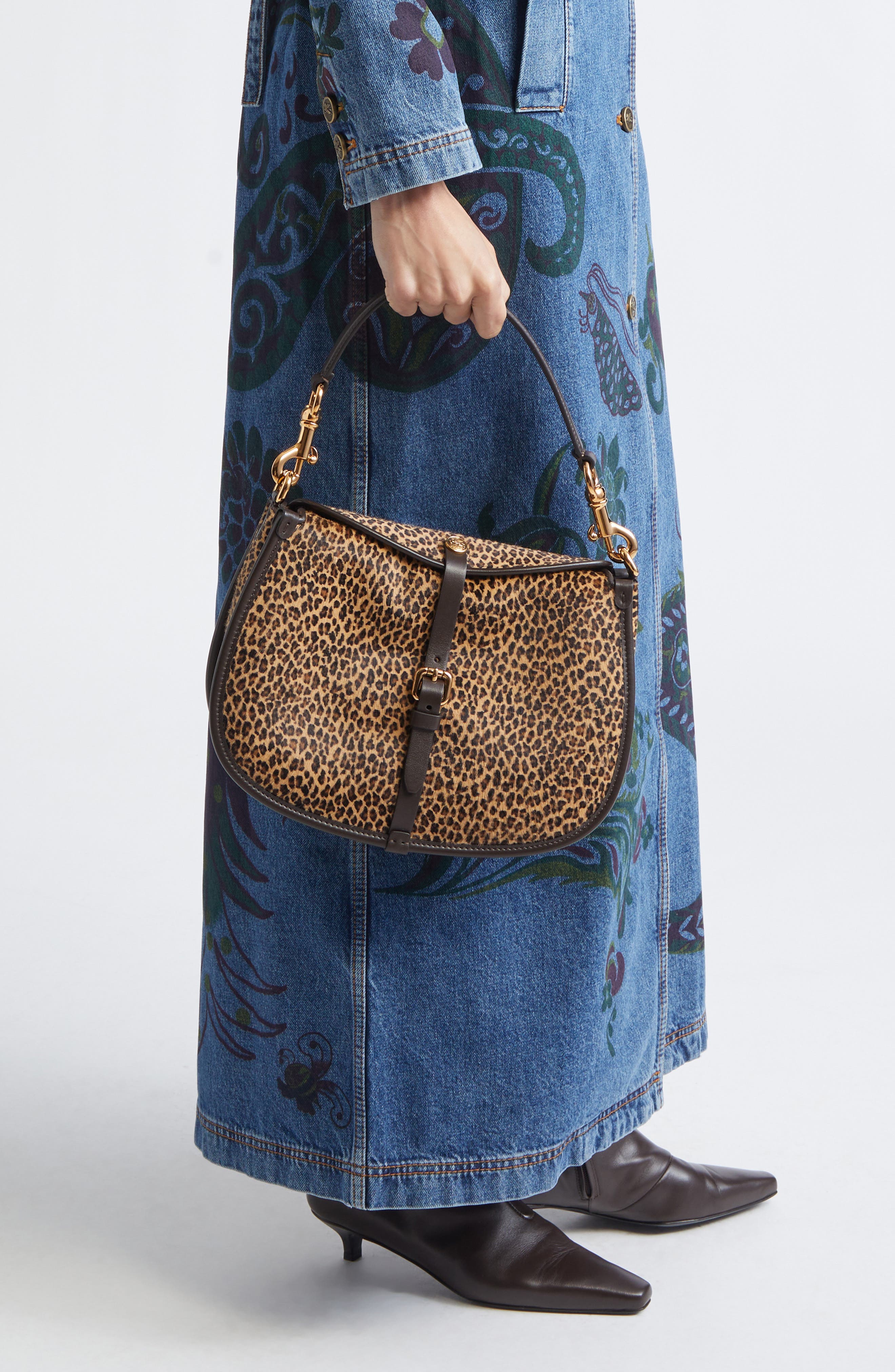 Etro Medium Pony Leopard Print Genuine Calf Hair Shoulder Bag, Alternate, color, Beige M0121