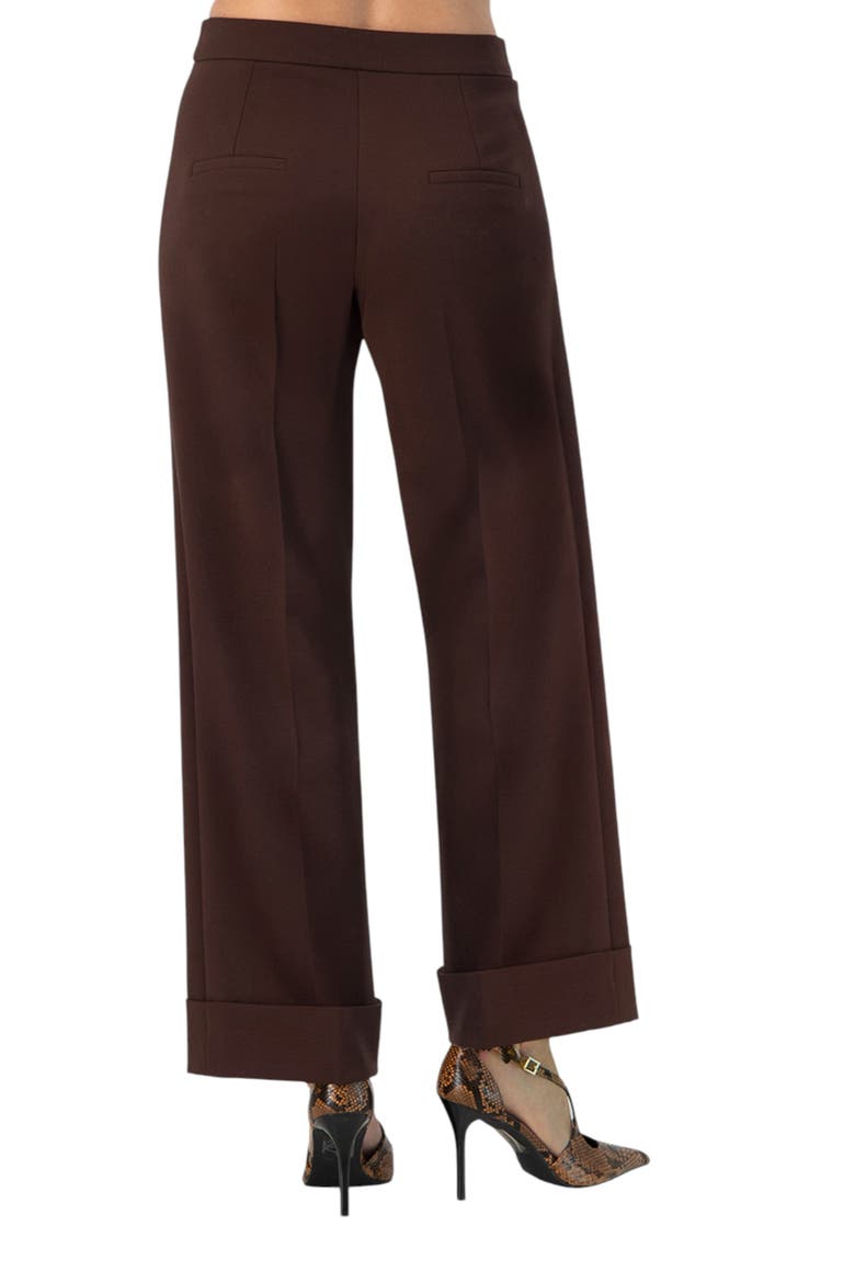 Straight-Leg Culotte Pants with Wide Hem, Alternate, color, Brown