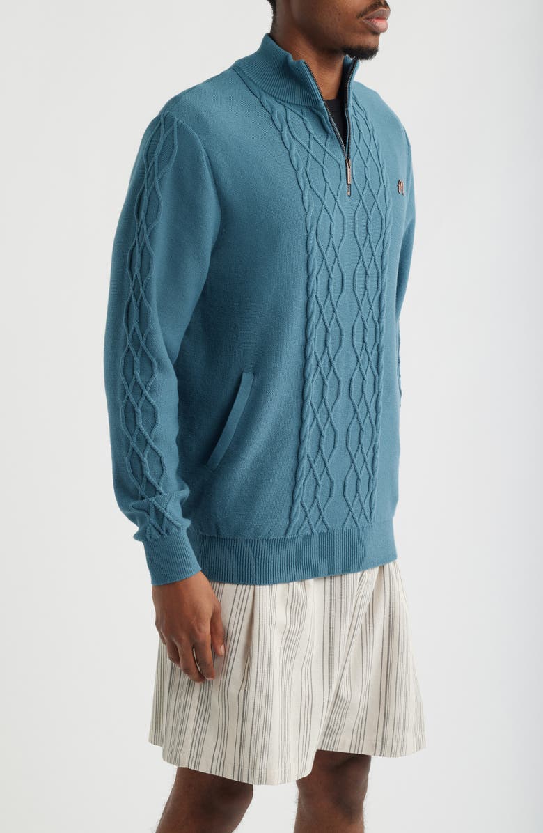 MALBON Santoro Quarter Zip Pullover, Alternate, color, Aegean Blue