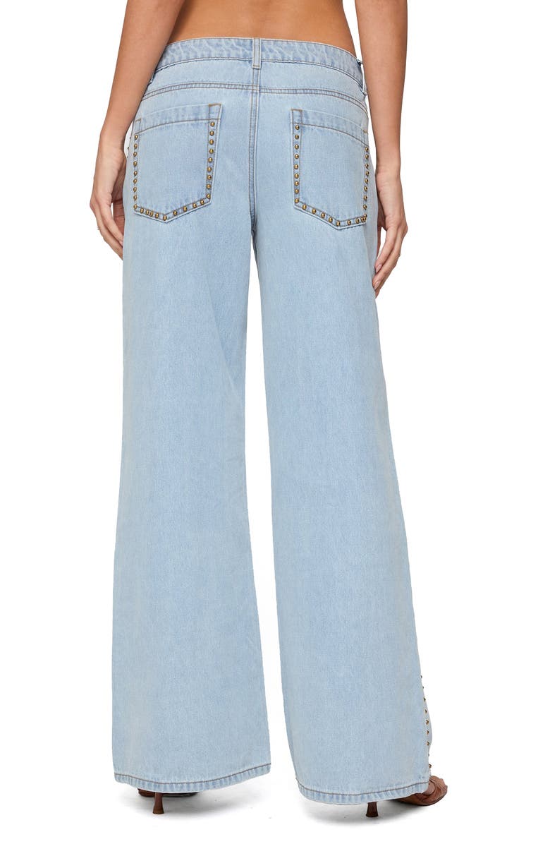 EDIKTED Stassie Stud Low Rise Wide Leg Jeans, Alternate, color, Light-Blue