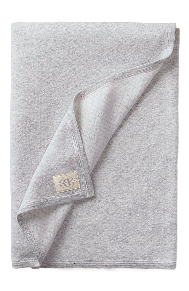 Hope & Henry Baby Raglan Knit Romper & Jacquard Blanket Gift Set, Alternate, color, Light Heather Grey