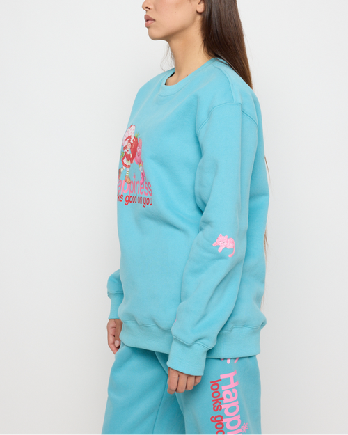 Samii Ryan Happiness Looks Good Crewneck In Blue