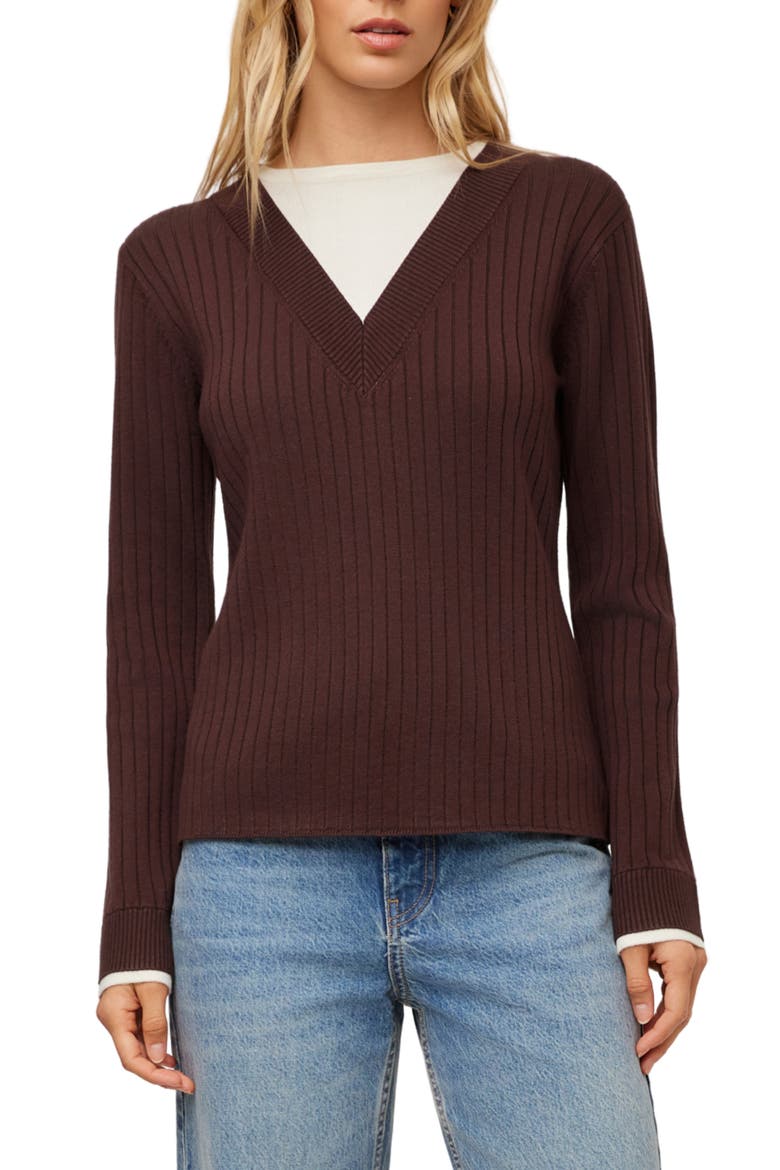 Cindy Layered Sweater, Main, color, WOOD