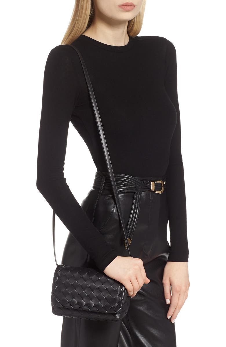 Bottega Veneta Mini Intrecciato Leather Crossbody Flap Bag, Alternate, color,