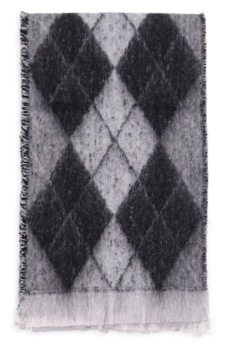 Apres Argyle Scarf, Main, color, BLACK/WHITE