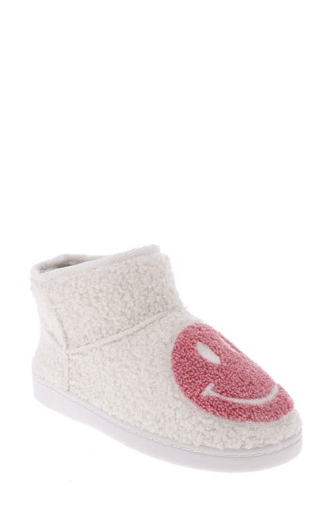Chill Smiley Faux Shearling Bootie Slipper (Women)