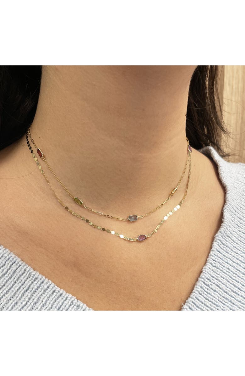 The Lovery Fine Jewelry Rainbow Gemstone Paperclip Necklace, Alternate, color, Rainbow