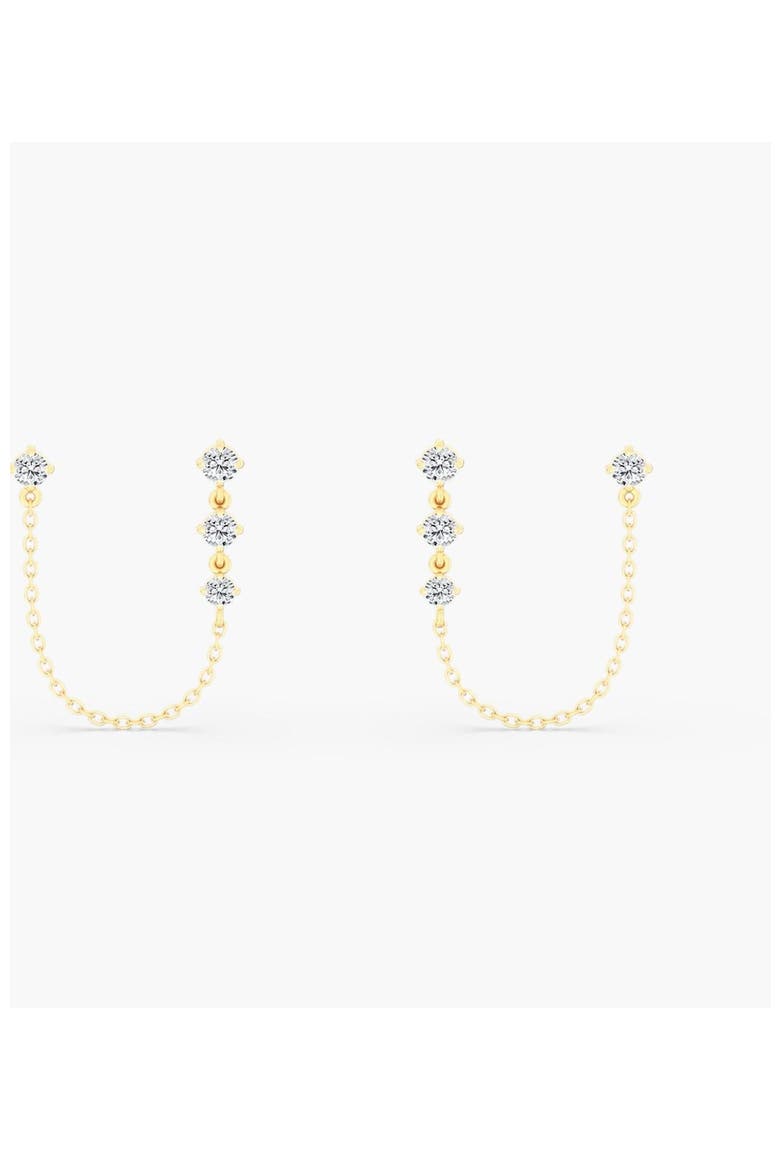 Starlight Double Piercing Lab Diamond Studs in 14K Gold, Main, color, Yellow Gold