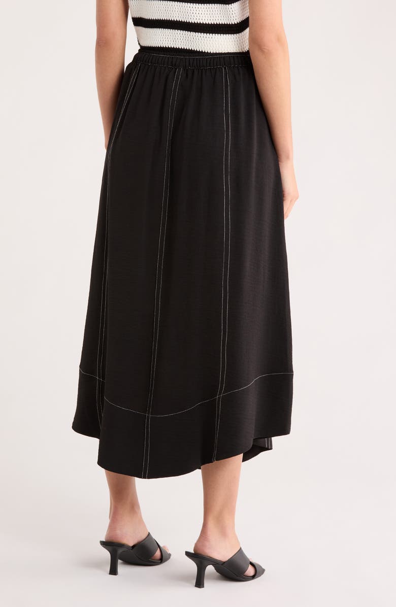 Adrianna Papell Topstitched A-Line Skirt, Alternate, color, Black/ Ivory