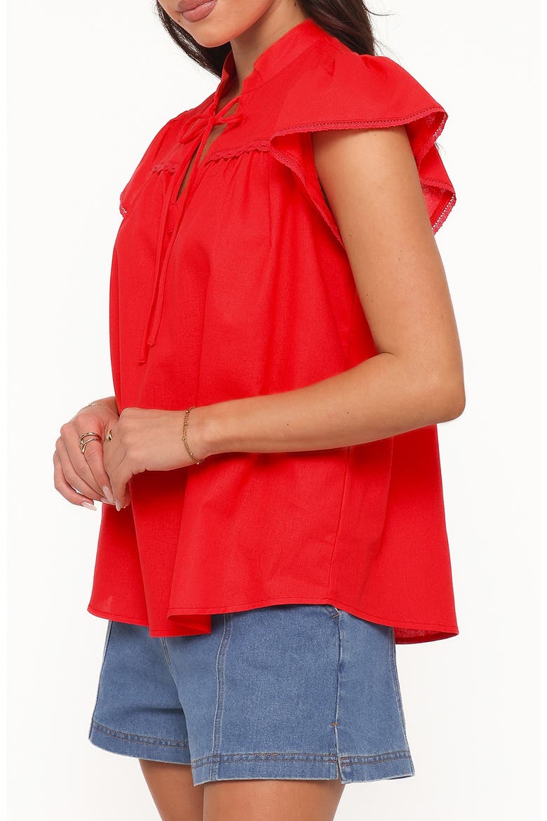 Kylie Flutter Sleeve Top, Alternate, color, RED