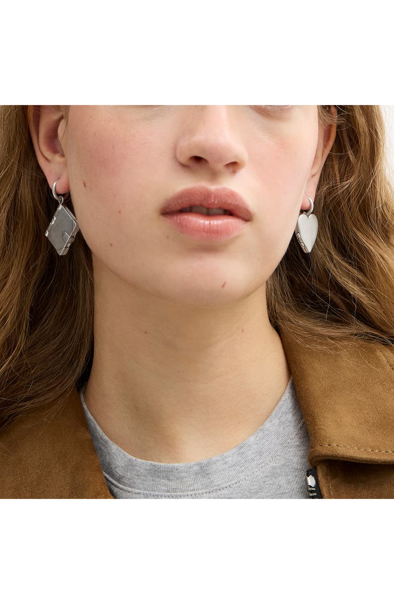 COACH Runway Heart & Envelope Locket Drop Earrings, Alternate, color, Antique Silver