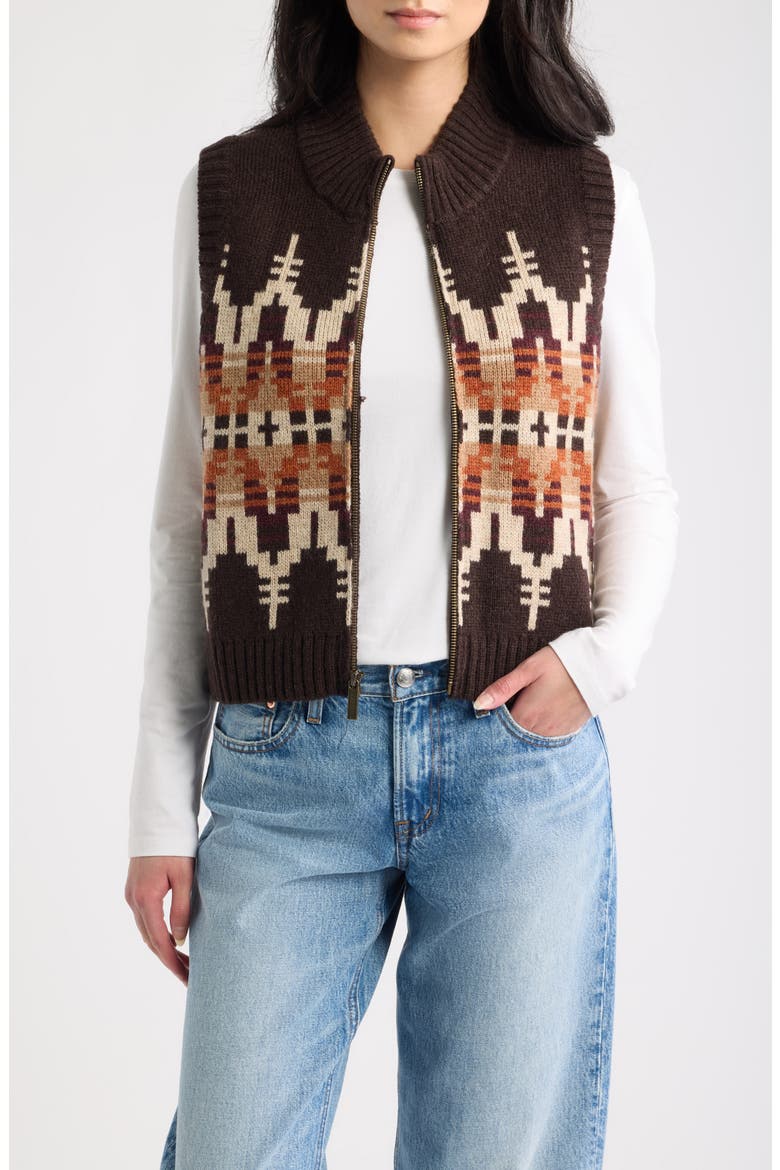 Shetland Collection Graphic Wool Vest, Main, color, CHOCOLATE MULTI