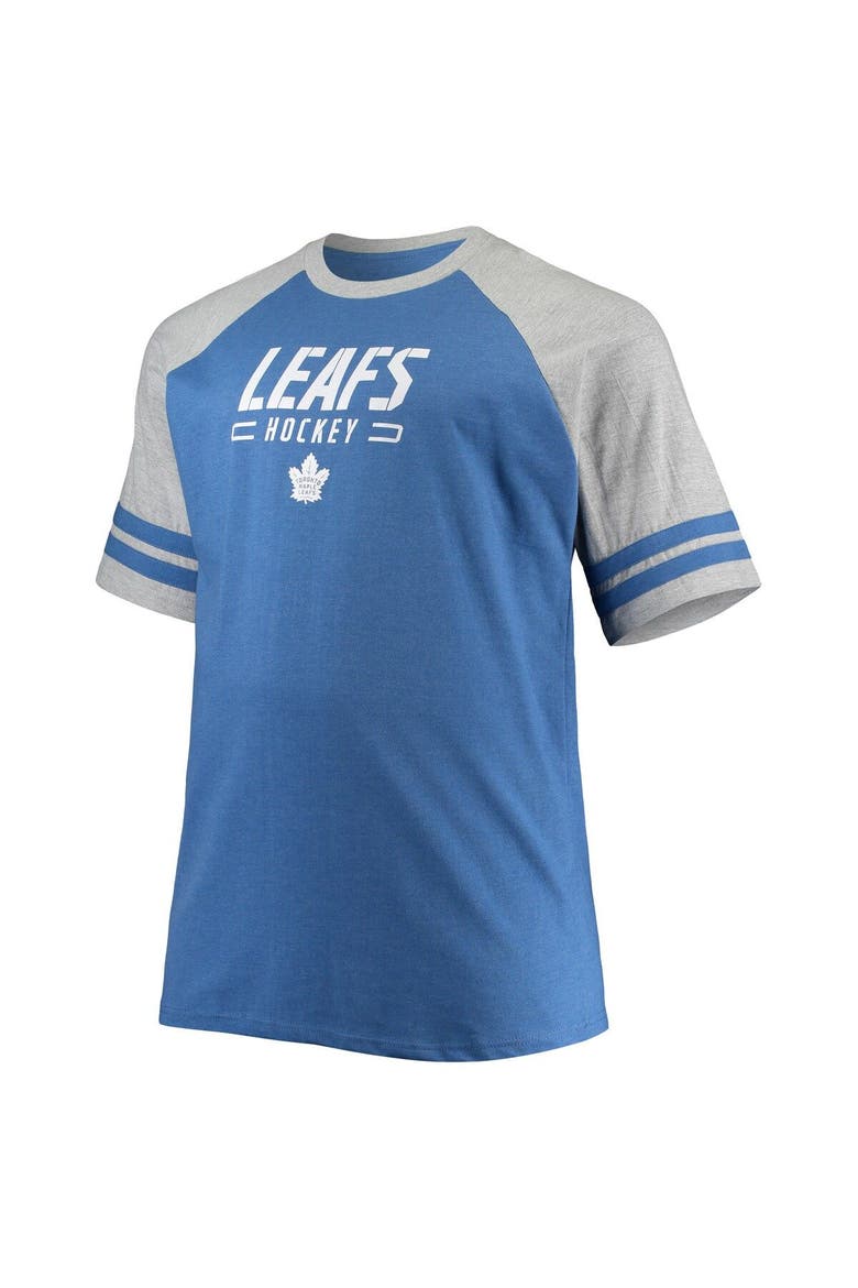 Men's Heathered Blue Toronto Maple Leafs Big & Tall Raglan T-Shirt, Alternate, color, Blue