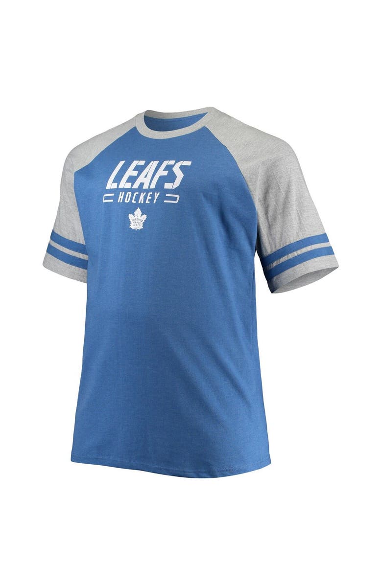 PROFILE Men's Heathered Blue Toronto Maple Leafs Big & Tall Raglan T-Shirt, Alternate, color, 