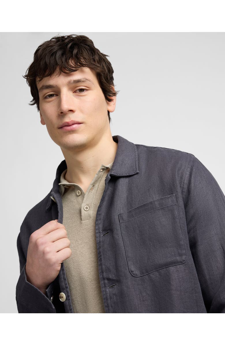 Onia Linen Herringbone Overshirt, Alternate, color, Carbon