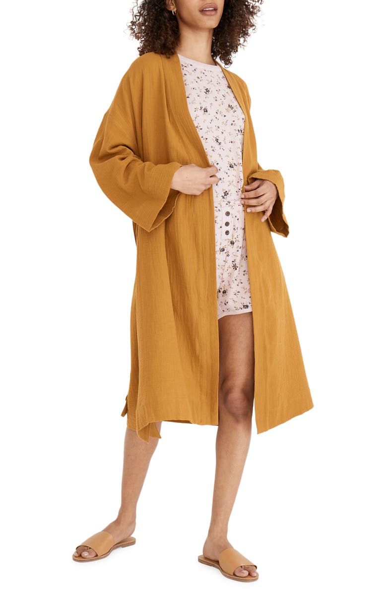 Madewell Double Gauze Cotton Robe, Main, color, Antique Gold