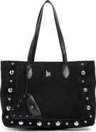 London Fog Faux Suede Studded Tote