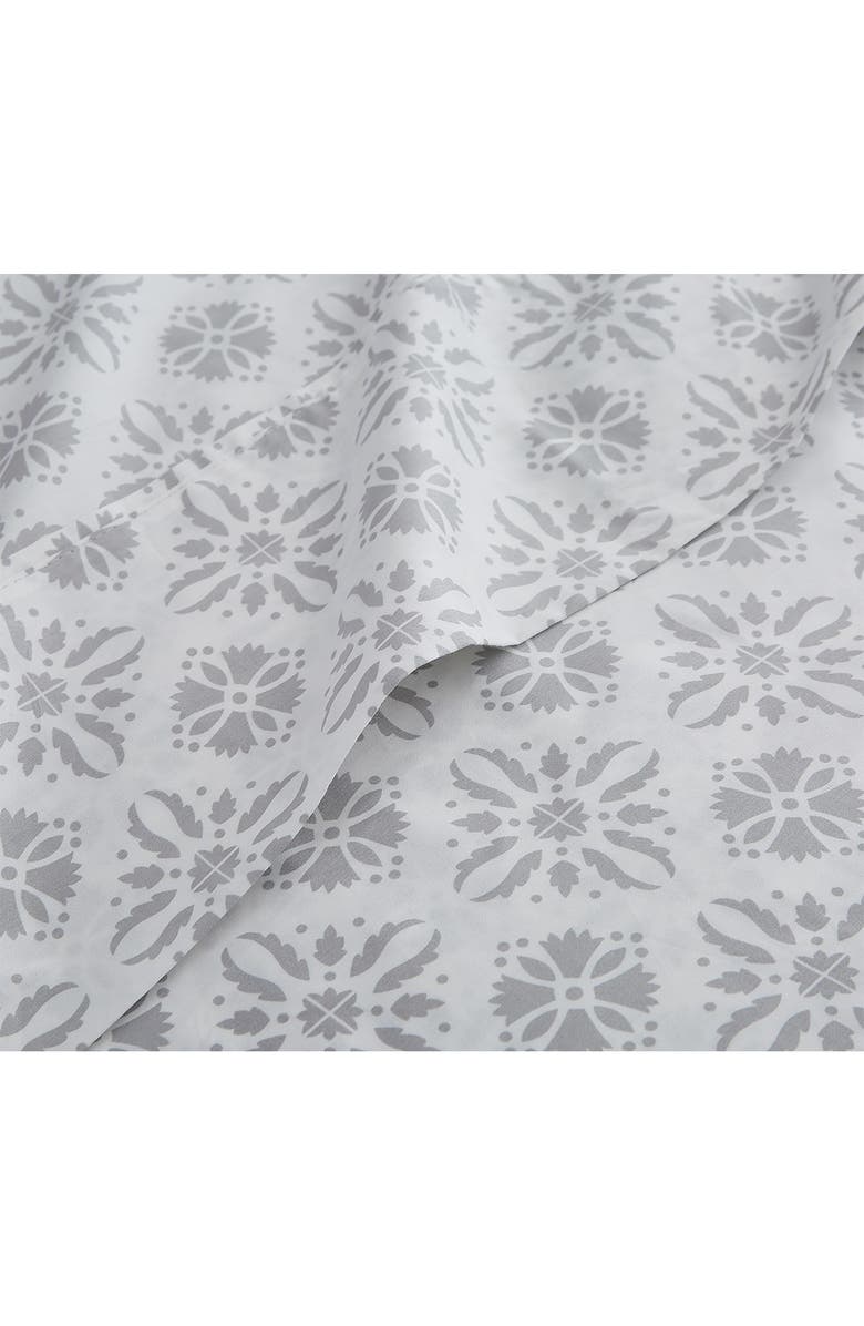 SOUTHSHORE FINE LINENS Geometric Dreams 300 Thread Count Long Staple Sateen Cotton Sheet Set, Alternate, color, Aztec Dreams Lunar Grey