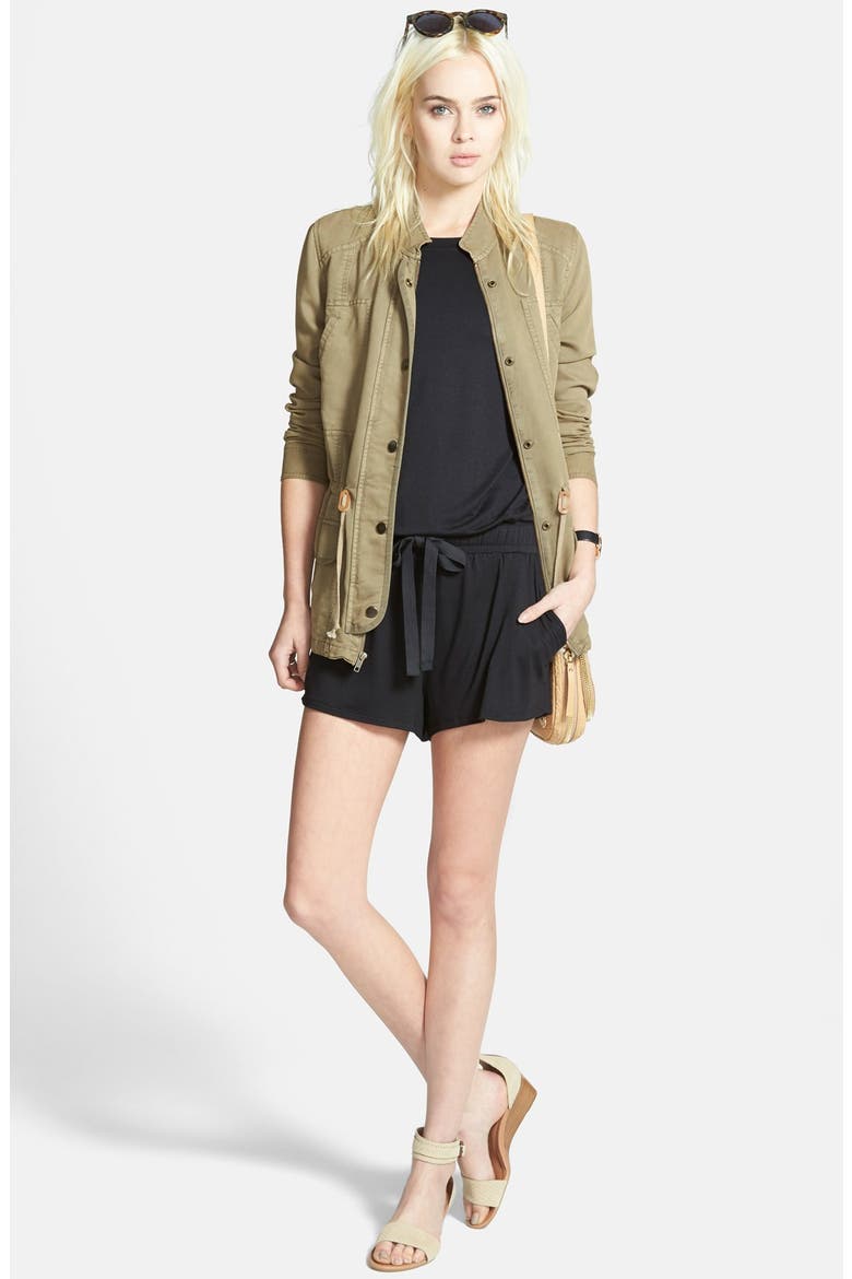 Sleeveless Knit Romper, Alternate, color, BLACK